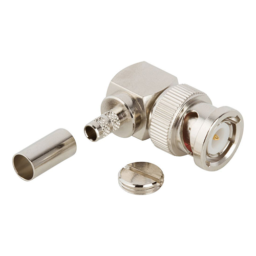 BNC RF Coaxial Connector | Right Angle Plug, Crimp, 50 Ω