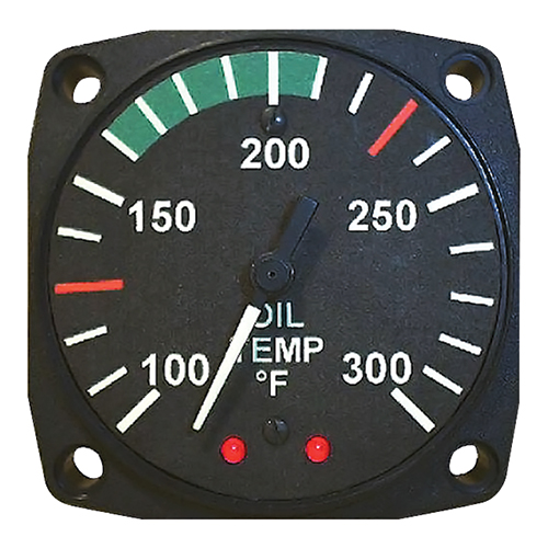 Electronic Oil Temperature Indicator | 2-1/4-inch, 100–300°F, Black & White Dial Markings
