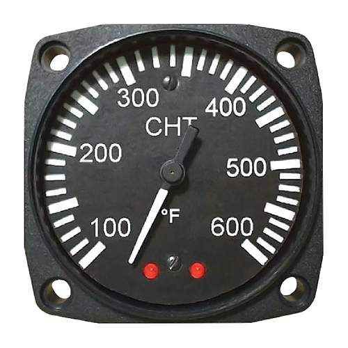 Cylinder Head Temperature Indicator | 2-1/4 inch, 100–600°F, Black & White Dial Markings