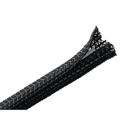 Split Wrap Braided Sleeving | 0.5in Ø, Black, 75ft Reel