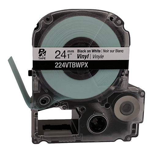 Epson LABELWORKS PX Vinyl Tape | 1 in. (24mm) X 22.9 Ft Black On White