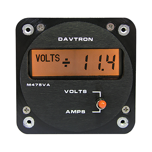 M475VA Voltage & Dual Amperage Meter | 2-1/4 Mount, 5V Orange Lighting | Remote Version