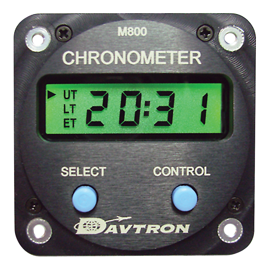 M800 Series Digital Clock | 28V, NVIS Green A Lighting, Illuminated Buttons, Keep-Alive Memory Battery, Black