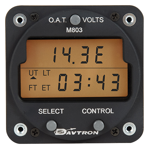 M803 Digital Clock Chronometer, O.A.T., Voltage Gauge | 28V Orange Lighting Bell Helicopter Configuration