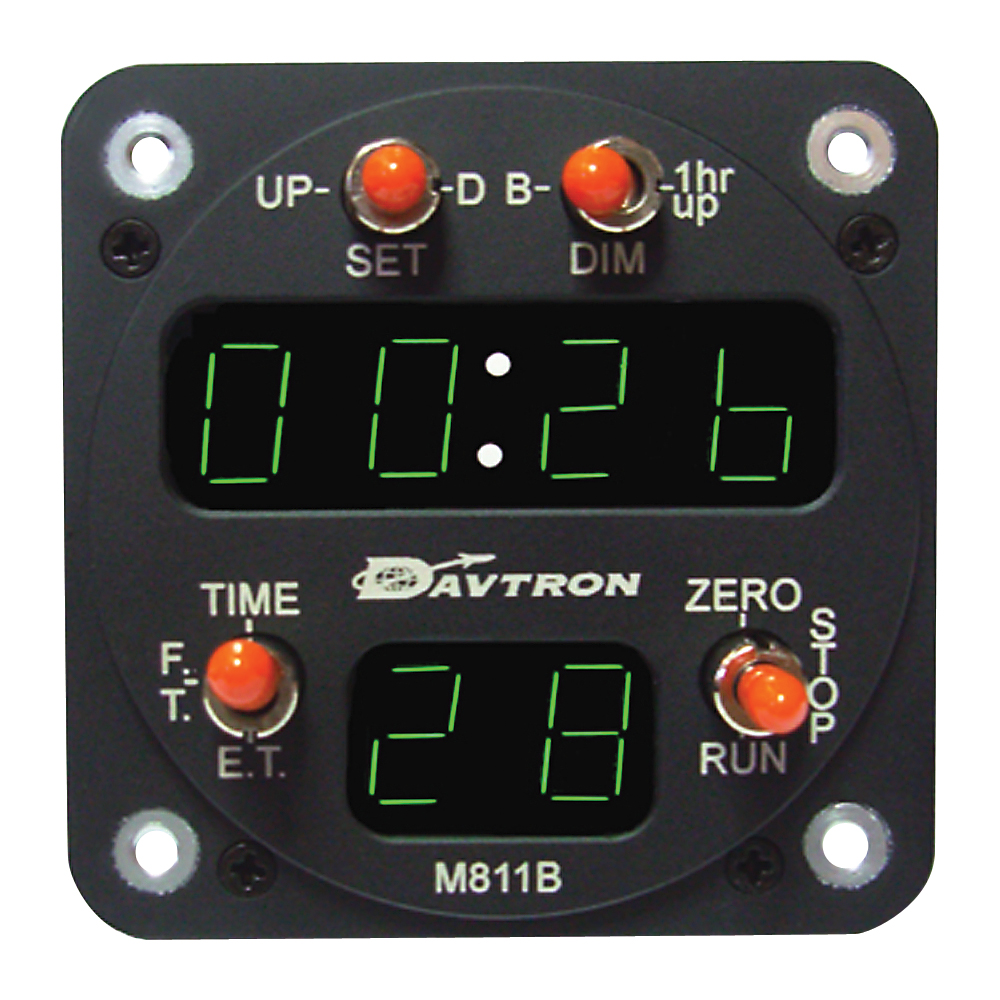 M811B Digital Clock | Flight Time Recorder, Elapsed Time Meter | Night Vision Compatible with KW515-4F Displays (Green A)