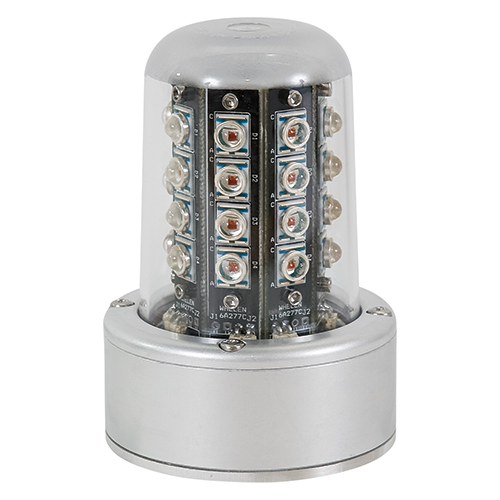 90520 Series LED Flashing Anti-Collision Beacon | Red and White, 28 VDC, 5 Hole Lower Mount, Flying Leads