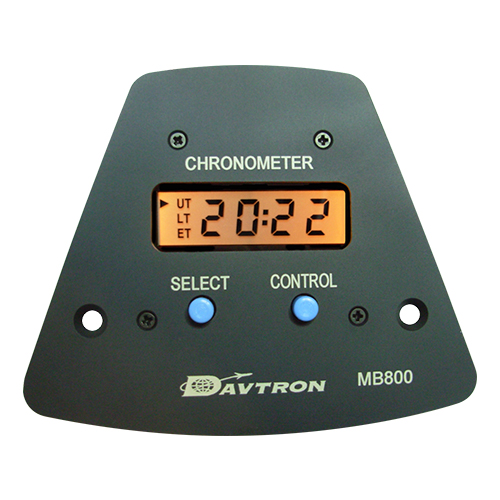 MB800 Yoke Mount Digital Clock | 5V Orange Lighting, Black Color, Illuminated Buttons | For Beechcraft King Air
