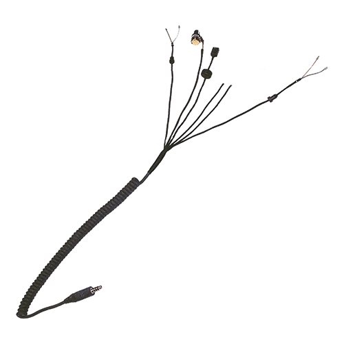 Alpha Helmet Downlead Cable | U-179A/U Jack, U-384/U Plug | 3 ft Coil Cable