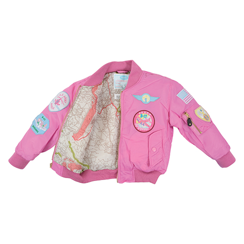 Youth MA-1 Flight Jacket | Pink, Nylon, With Patches, Kids-7