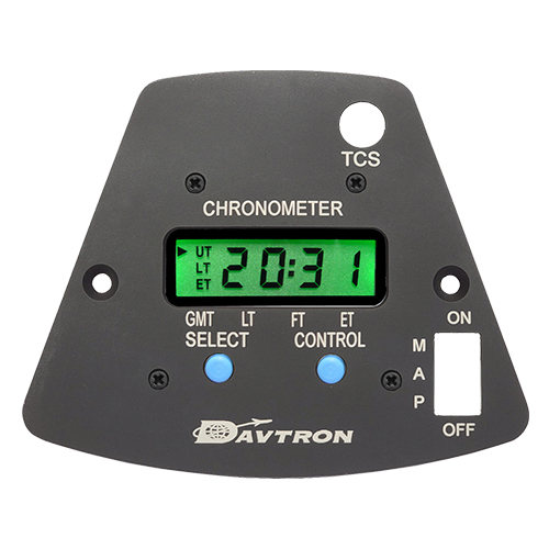 MB800AIS Yoke Mount Digital Clock for Beechcraft King Air | 5V NVG Lighting, TCS & MAP Switch, Black