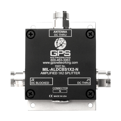 Military Amplified GPS Antenna Splitter | 1 Input, 2 Outputs, TNC Connector, Mil-Spec