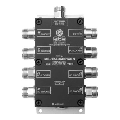 Military Qualified High Isolation Amplified GPS Splitter | 8 Output, TNC Connectors