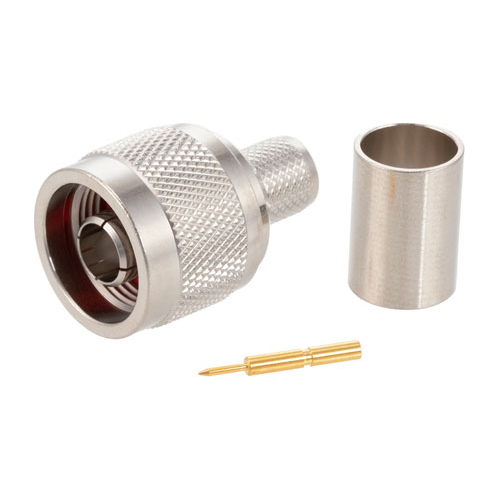 PE4510 N Male Connector | 75Ω, Crimp/Solder, Straight