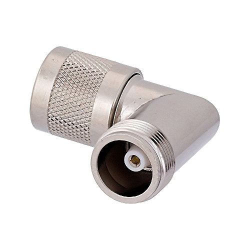 SC Male to SC Female RF Adapter | 50Ω, Right Angle Body Geometry