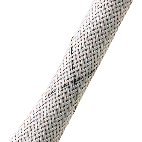 PFA-ECM Protect-Fast Braided Sleeving | 1/2in dimeter, 100ft roll, White with Black tracer