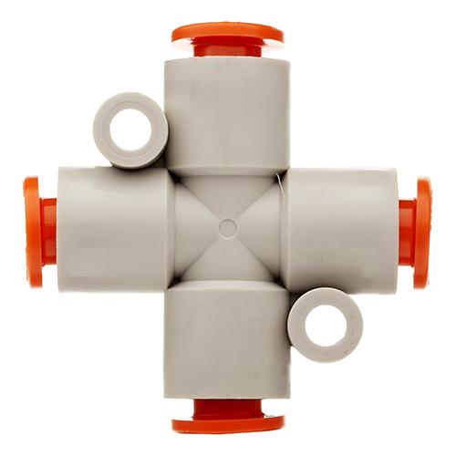 KQ2 One-Touch Cross Fitting | 1/4in tubing, No Connection Thread