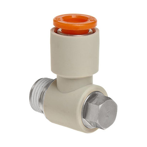 KQ2 One-Touch Universal Male Elbow Fitting | 1/4in Tubing, 1/8in NPT Banjo, Nickel-Plated Brass, Sealant