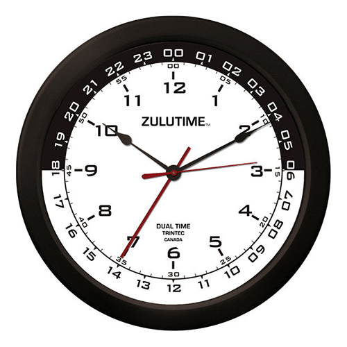 ZULUTIME™ Dual Time Clock | 14-inch, Black on White