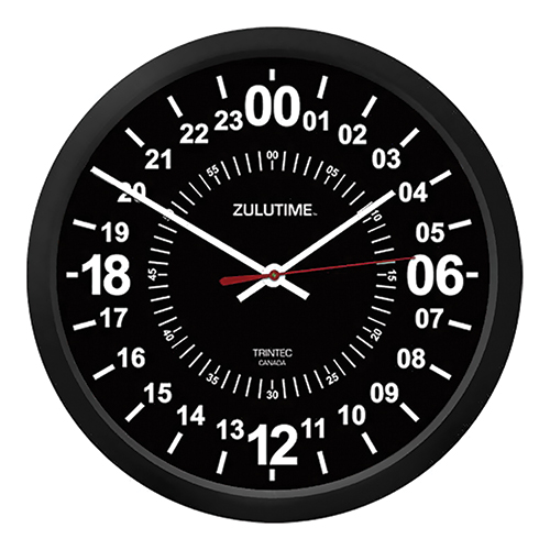 ZULUTIME 24-Hour Wall Clock | 10-inch, Black