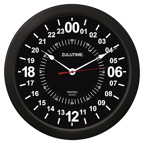 ZULUTIME 24-Hour Wall Clock | 14-inch, Black