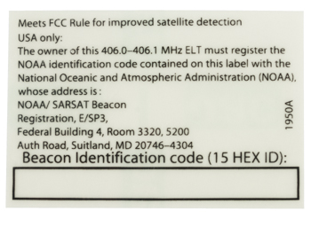 NOAA REPLACEMENT LABEL/For use with KANNAD ELT.