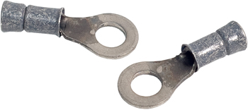 RING TERMINAL/Female, not insulated, gray, stud/tab size #8. For use with 22-16 gauge wire. 