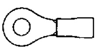 RING TERMINAL/Female, not insulated, stud/tab size: #10. For use with 22-16 gauge wire.