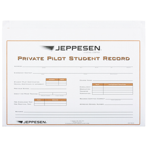 PRIVATE PILOT STUDENT RECORD FOLDER