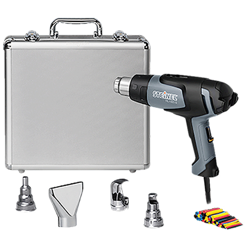 PLATINUM KIT/Includes: HL1920E heat gun, 75 mm spreader nozzle, 14 mm reflector nozzle, 39 mm reflector nozzle, 9 mm reduction nozzle, shrink tubes, catalog and silver case.