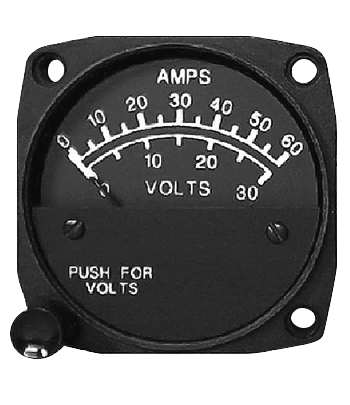 UMA Dual Ammeter-Voltmeter | 2-1/4 in, 30A, 30V, with Dial Post Terminal