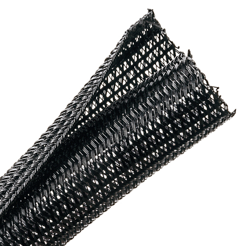 Split Wrap Braided Sleeving | 0.75in Ø, Black, 100ft Reel