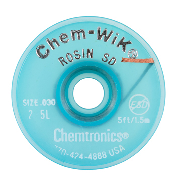 Chem-WikÂ® Rosin SD Desoldering Wick | 0.030, 5ft Bobbin, #1 Gray