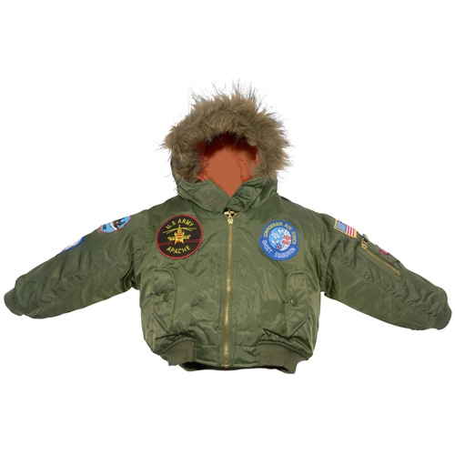 MA-1 Snorkel Flight Jacket | Sage Green, Hooded, Kids Small Size 4