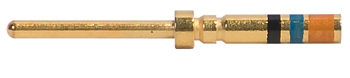 CONTACT PIN/Male, copper alloy material, gold plating, size 22. For use with 28-22 gauge wire. 