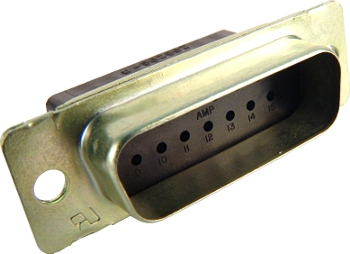D SUB CONNECTOR/Male, 15 position, 2 row, wire mount, crimp. ROHS compliant
