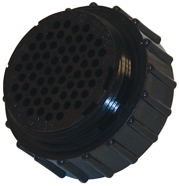 CIRCULAR CONNECTOR/Standard, female, 63 position, free hanging mount, straight angle, threaded.