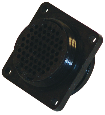 CIRCULAR CONNECTOR/Male, 63 pin, panel mount, straight angle, threaded.
