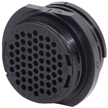 CIRCULAR CONNECTOR/Male, 63 position, free hanging, straight angle, threaded.