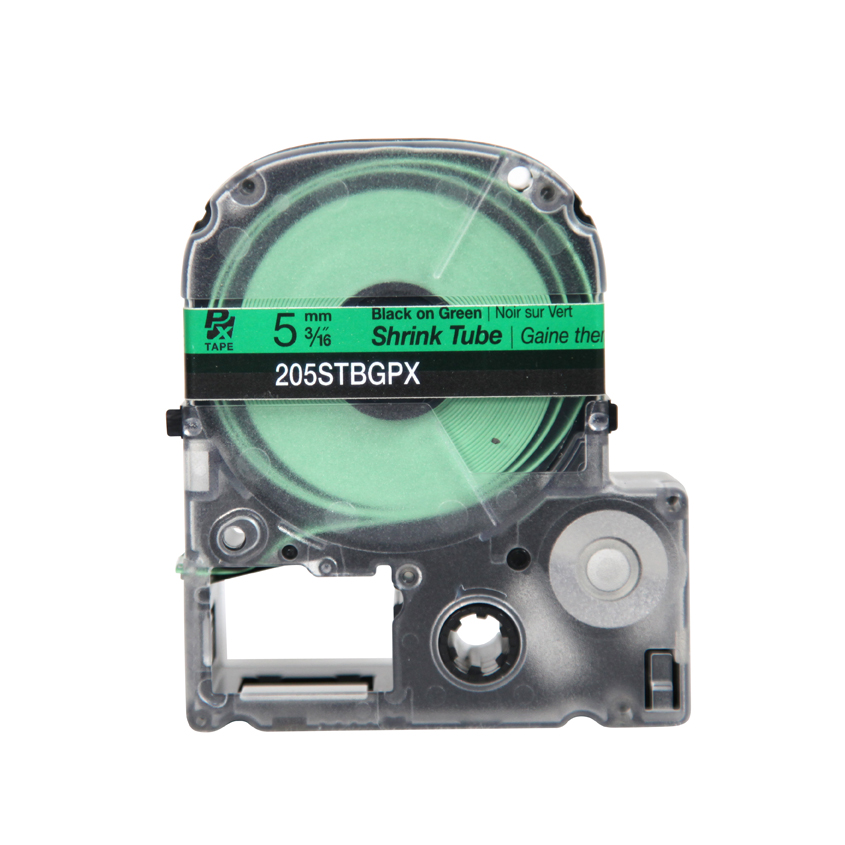 LABELWORKS PX Shrink Tube Tape Cartridge | Black on Green, 3/16in x 8ft