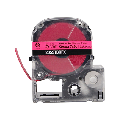 LABELWORKS PX Shrink Tube Tape Cartridge | Black on Red, 3/16in x 8ft