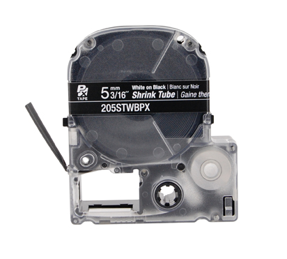 LABELWORKS PX Shrink Tube Tape Cartridge | White on Black, 3/16in x 8ft