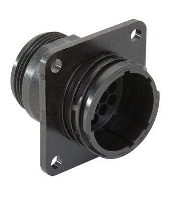 CIRCULAR CONNECTOR/16 position, panel mount, flange #1, straight angle, threaded