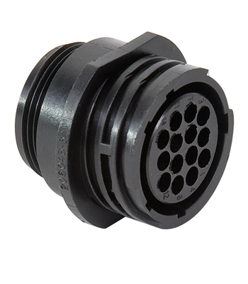 CIRCULAR CONNECTOR/Female, 14 position, free hanging mount, straight angle, threaded