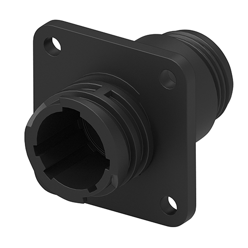 CIRCULAR CONNECTOR/Male, 4 position, panel mount, flange with mounting holes, straight angle, threaded