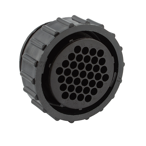 CIRCULAR CONNECTOR/Female, 37 position, free hanging mount, straight angle, threaded