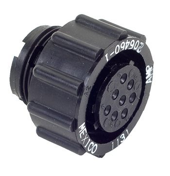 CIRCULAR CONNECTOR/8 position, female, shell size 11, free hanging mount, UL 94 V-0 flammability rating, thermoplastic material, threaded, straight angle, 5/8-24 thread size. CPC series 2.