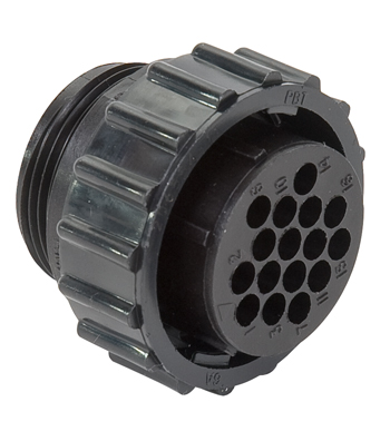 CIRCULAR CONNECTOR/16 position, female, shell size 17, free hanging mount, UL 94 V-0 flammability rating, thermoplastic material, threaded, straight angle, 15/16-20 thread size. CPC series 1.