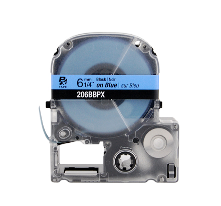 EPSON LABEL WORKS PX LABELING TAPE/Black on Blue, 1/4 x 30', 6MM. For use with all EPSON label PX printers and older K-sun models.