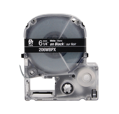 LABELWORKS PX Labeling Tape Cartridge | White on Black, 1/4in x 30ft