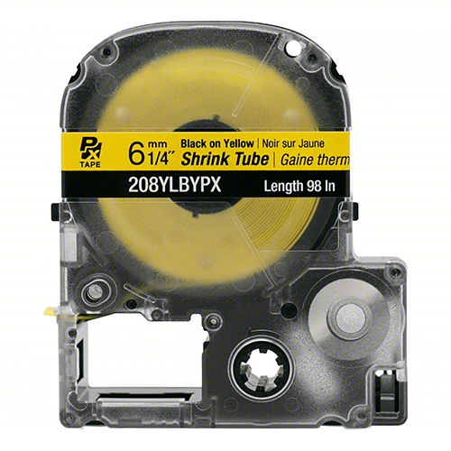 Epson LABELWORKS PX Shrink Tube | 1/4 x 98 in, 6–18 AWG, Black on Yellow